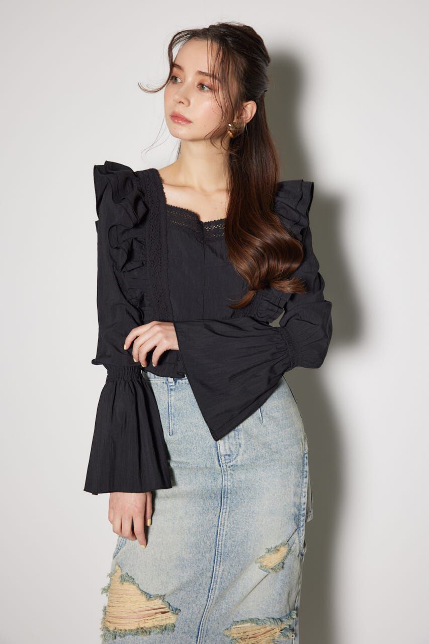 rienda「レースラインペプラムブラウス」|シャツ・ブラウス|