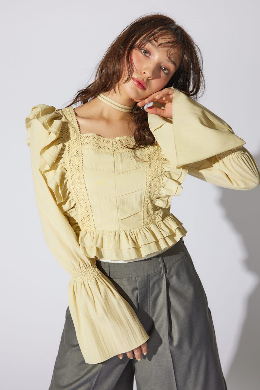 rienda「レースラインペプラムブラウス」|シャツ・ブラウス|