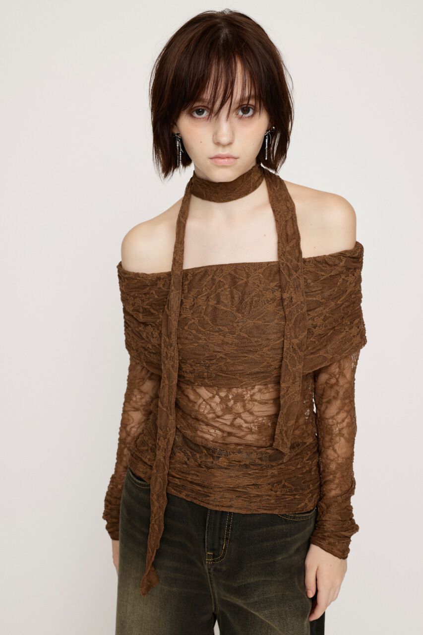 SLY「OFF SHOULDER CUT LACE トップス」|Tシャツ・カットソー|