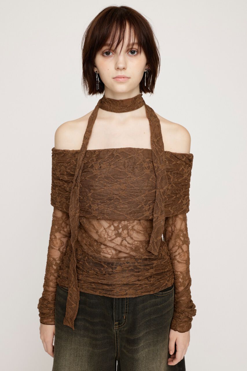 SLY「OFF SHOULDER CUT LACE トップス」|Tシャツ・カットソー|