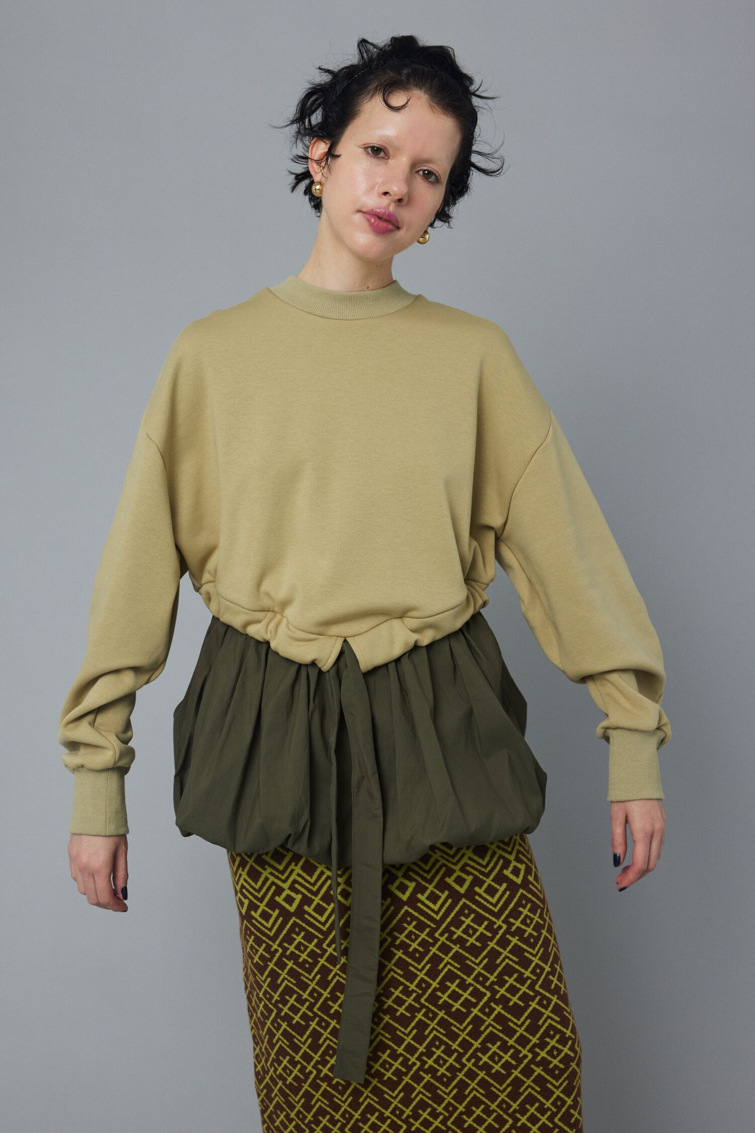 HeRIN.CYE「Balloon hem docking tops」|Tシャツ・カットソー|L/KHA1