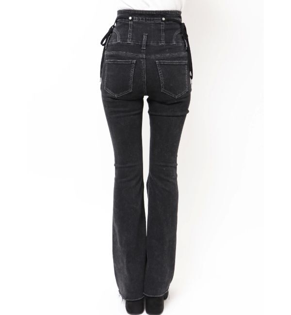 EMODA「リボンハイウエストフレアパギンス」|デニム|