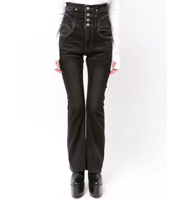 EMODA「リボンハイウエストフレアパギンス」|デニム|