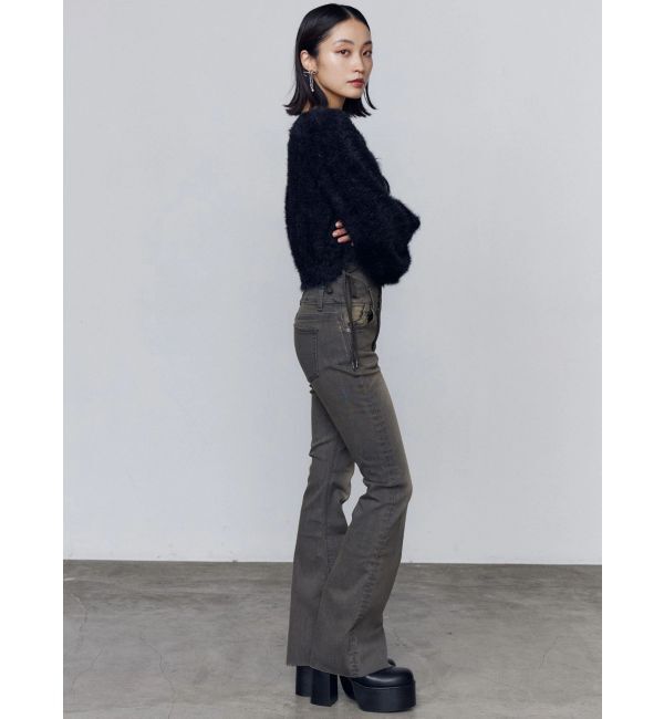 EMODA「リボンハイウエストフレアパギンス」|デニム|