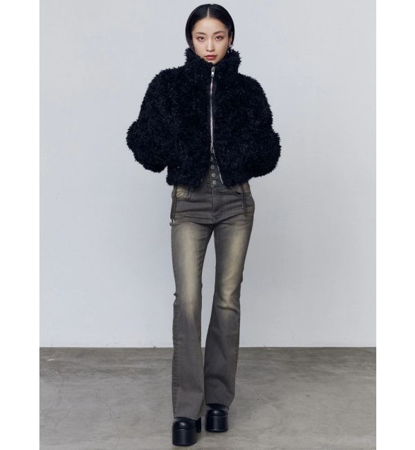 EMODA「リボンハイウエストフレアパギンス」|デニム|