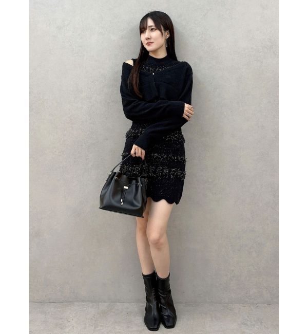 MERCURYDUO「ツイードニットミニワンピースカーデアンサンブル」|ワンピース|