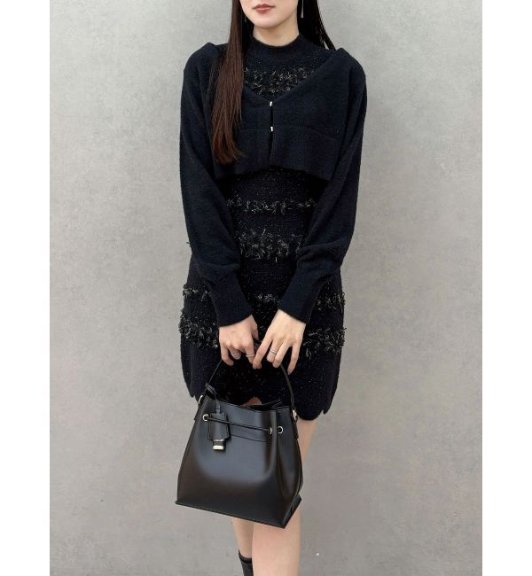 MERCURYDUO「ツイードニットミニワンピースカーデアンサンブル」|ワンピース|