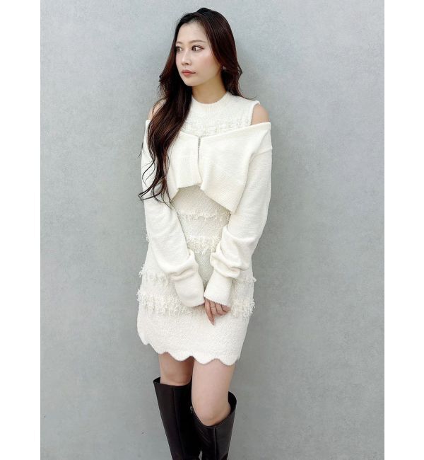 MERCURYDUO「ツイードニットミニワンピースカーデアンサンブル」|ワンピース|