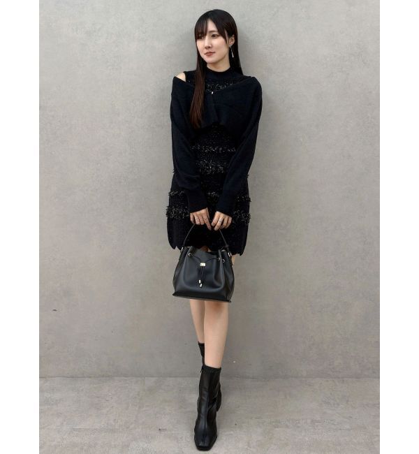 MERCURYDUO「ツイードニットミニワンピースカーデアンサンブル」|ワンピース|