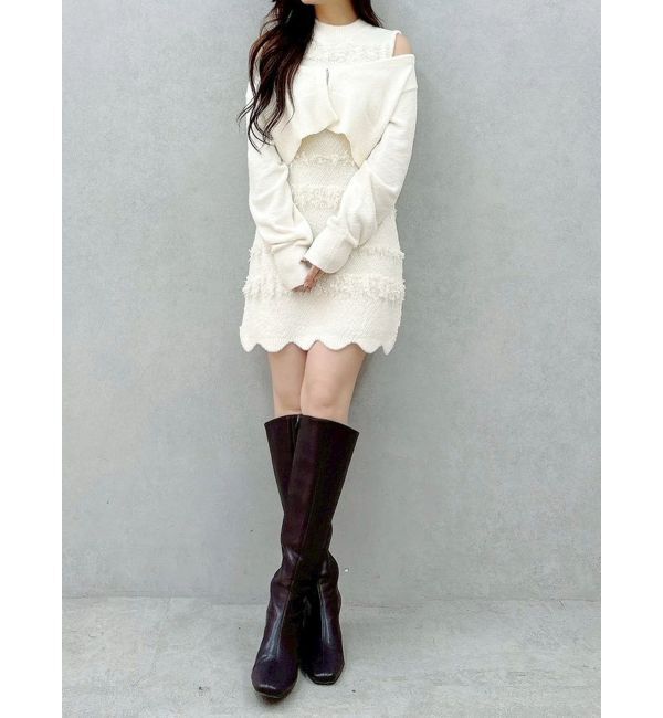 MERCURYDUO「ツイードニットミニワンピースカーデアンサンブル」|ワンピース|