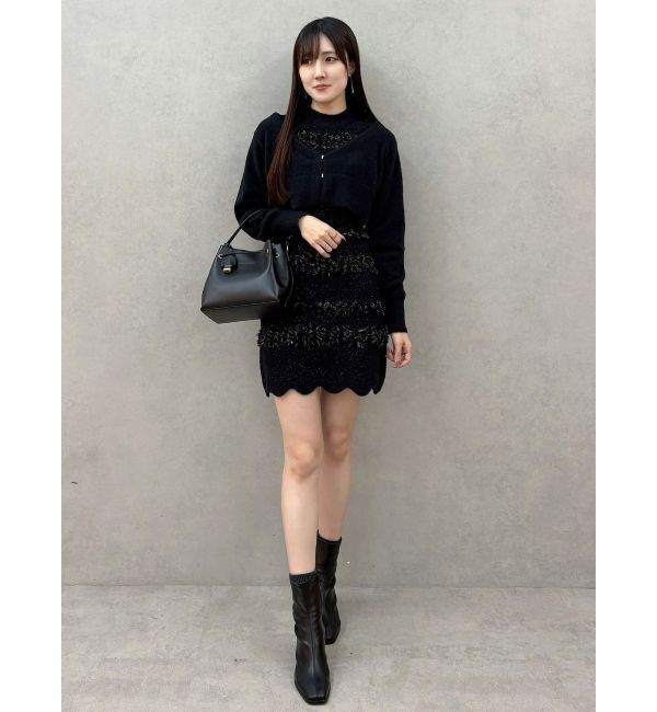 MERCURYDUO「ツイードニットミニワンピースカーデアンサンブル」|ワンピース|