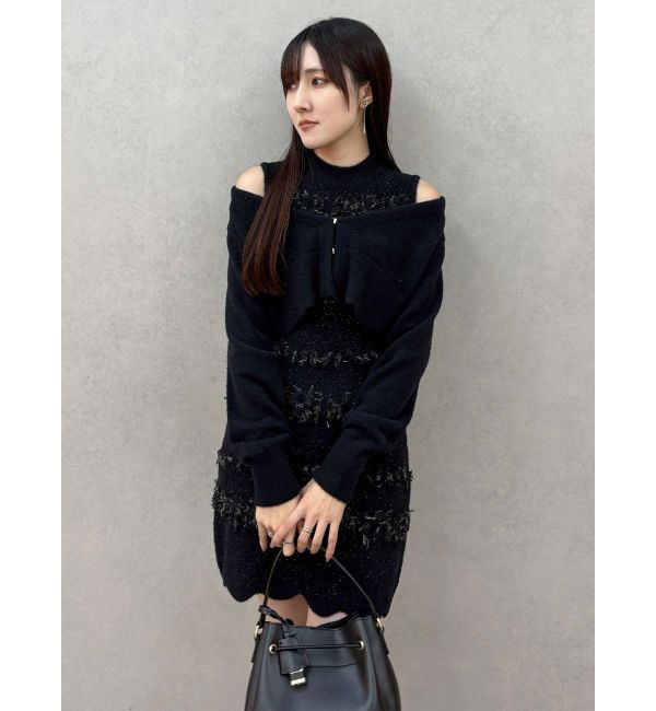 MERCURYDUO「ツイードニットミニワンピースカーデアンサンブル」|ワンピース|