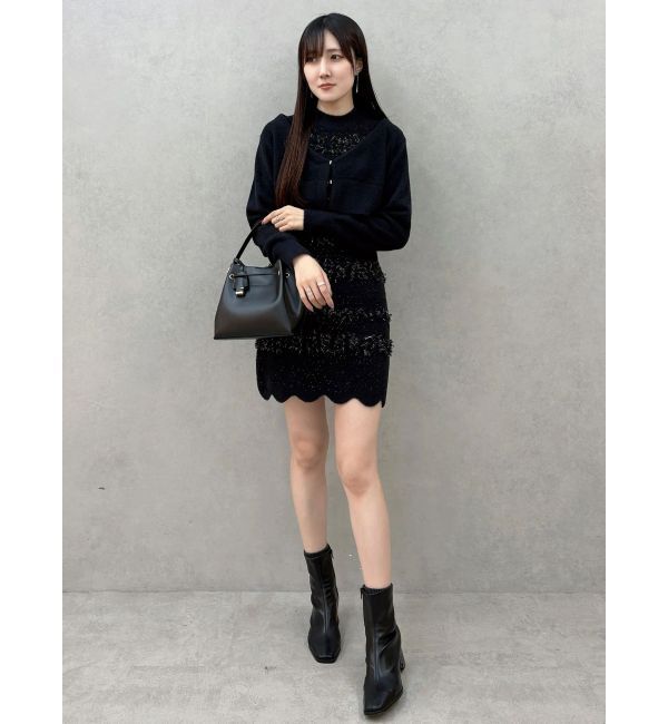 MERCURYDUO「ツイードニットミニワンピースカーデアンサンブル」|ワンピース|