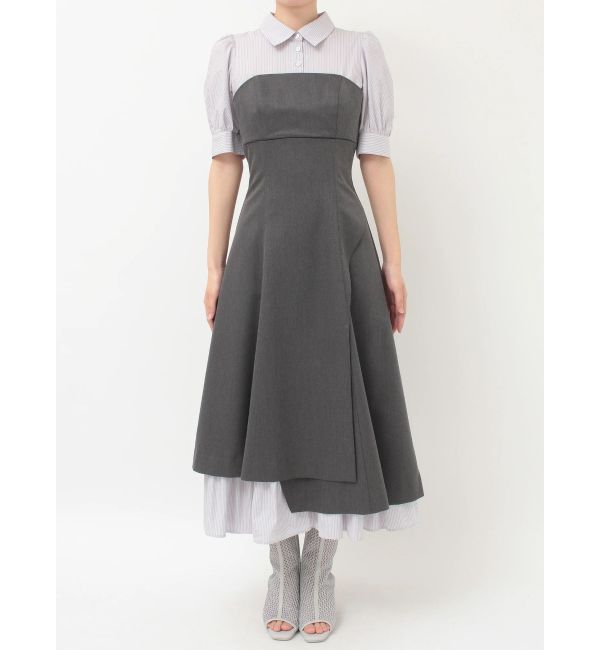 MERCURYDUO「シャツドッキングベアワンピース」|ワンピース|