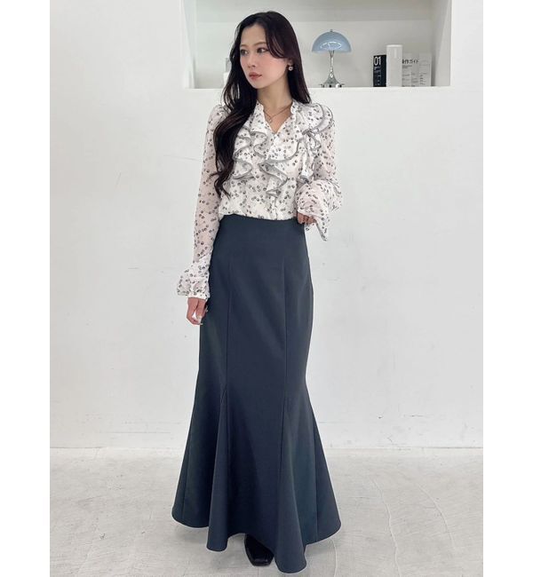 MERCURYDUO「ダブルラッフルバイカラーパイピングブラウス」|シャツ・ブラウス|