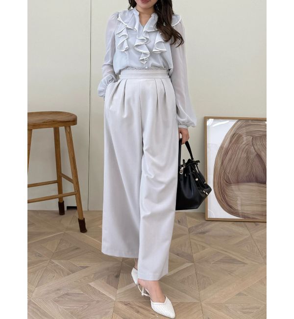 MERCURYDUO「ダブルラッフルバイカラーパイピングブラウス」|シャツ・ブラウス|