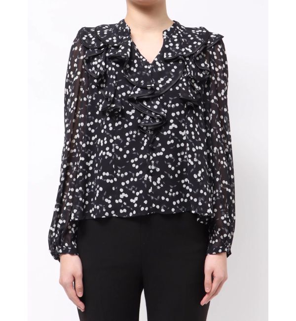 MERCURYDUO「ダブルラッフルバイカラーパイピングブラウス」|シャツ・ブラウス|