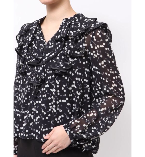 MERCURYDUO「ダブルラッフルバイカラーパイピングブラウス」|シャツ・ブラウス|