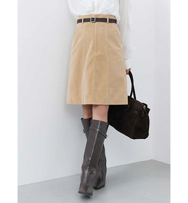 MERCURYDUO「ニーレングススカート」|スカート|ベージュ