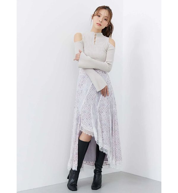 MERCURYDUO「フラワー&times;レースフィットマーメイドスカート」|スカート|