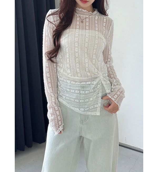 MERCURYDUO「カットレースアシメトップス」|Tシャツ・カットソー|