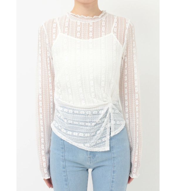 MERCURYDUO「カットレースアシメトップス」|Tシャツ・カットソー|