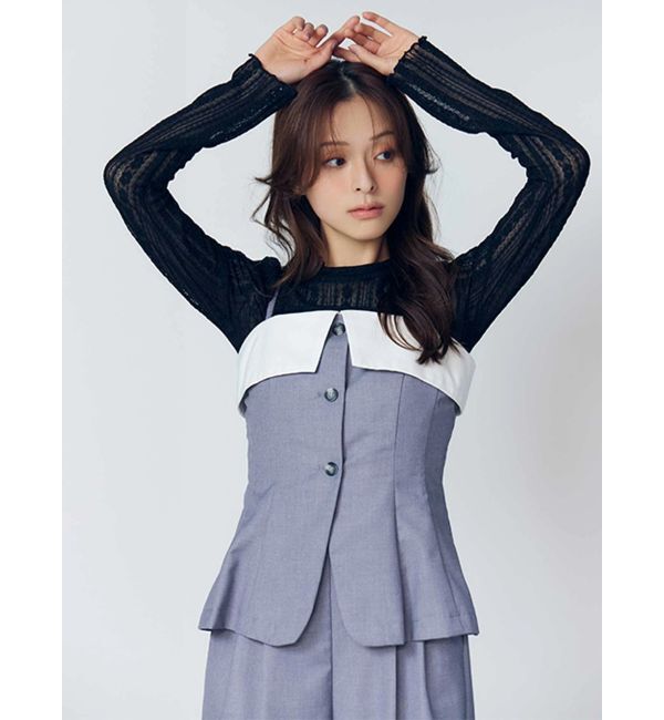 MERCURYDUO「カットレースアシメトップス」|Tシャツ・カットソー|