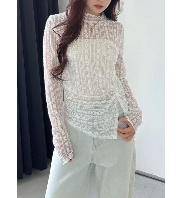 MERCURYDUO「カットレースアシメトップス」|Tシャツ・カットソー|