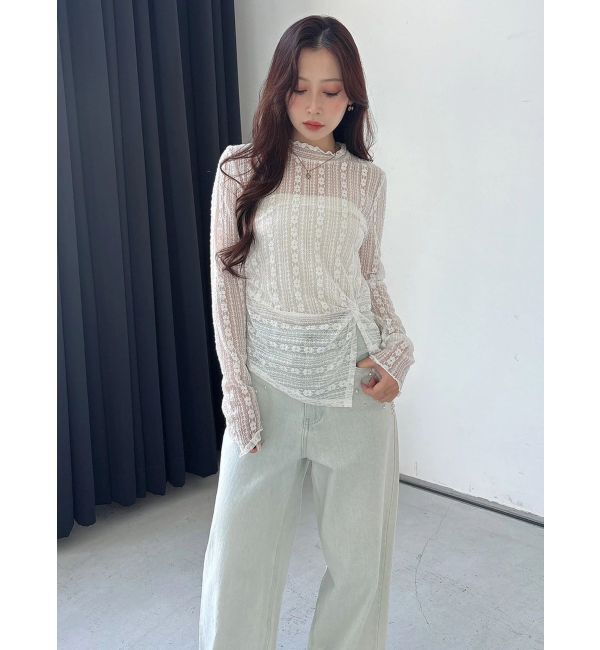 MERCURYDUO「カットレースアシメトップス」|Tシャツ・カットソー|