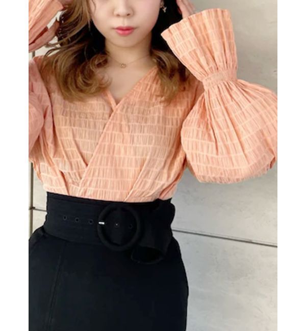 MURUA「カシュクールタックブラウス」|シャツ・ブラウス|オレンジ