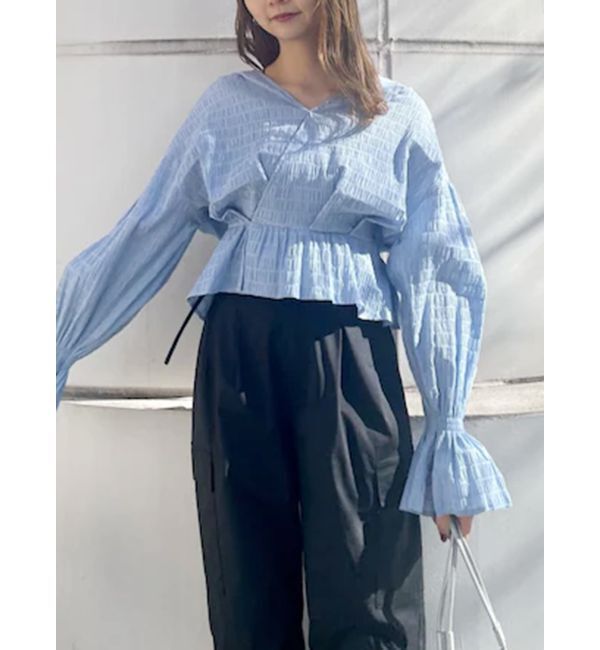 MURUA「カシュクールタックブラウス」|シャツ・ブラウス|ブルー