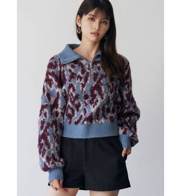 MURUA「マルチヤーンハーフジップニット」|ニット・セーター|ブルー