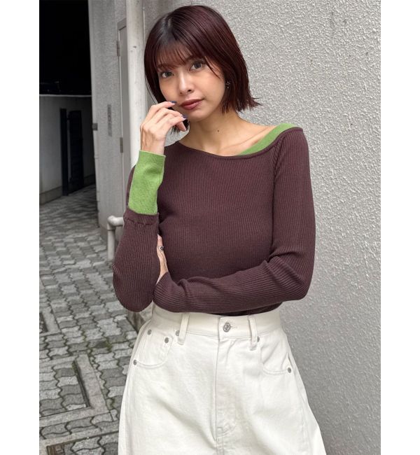 MURUA「レイヤードワンショルニット」|ニット・セーター|