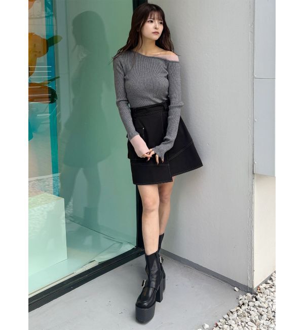 MURUA「レイヤードワンショルニット」|ニット・セーター|