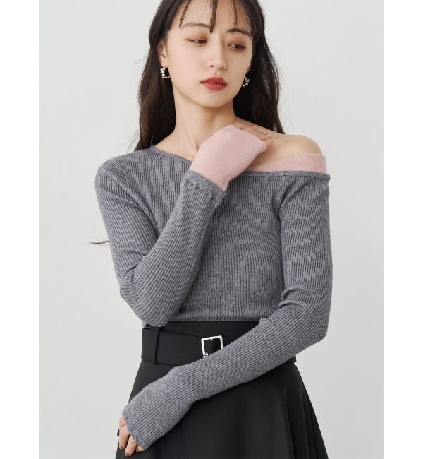 MURUA「レイヤードワンショルニット」|ニット・セーター|グレー
