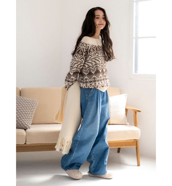 Ungrid「【WEB限定】オフショルジャカードニット」|ニット・セーター|