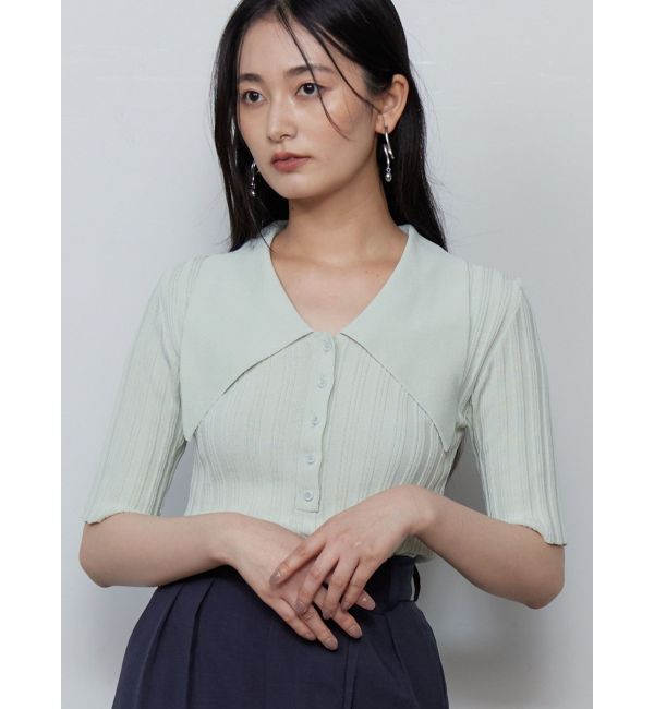 LAGUNAMOON「【機能性アイテム】ウォッシャブルビックカラーニットプルオーバー」|ニット・セーター|ミントグリーン