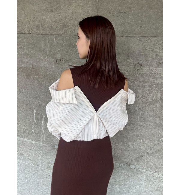 LAGUNAMOON「シャツドッキングリブニットワンピース」|ワンピース|