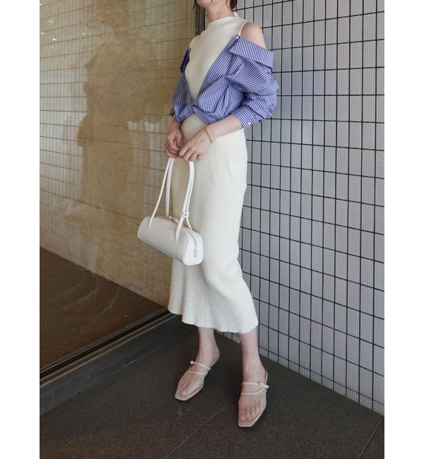 LAGUNAMOON「シャツドッキングリブニットワンピース」|ワンピース|