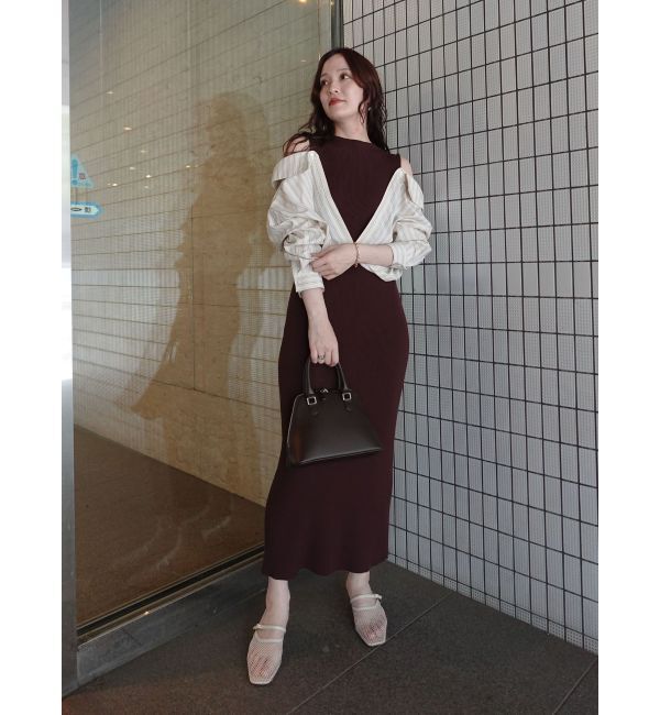 LAGUNAMOON「シャツドッキングリブニットワンピース」|ワンピース|