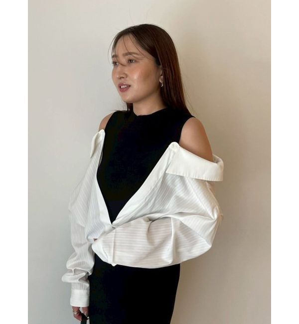 LAGUNAMOON「シャツドッキングリブニットワンピース」|ワンピース|