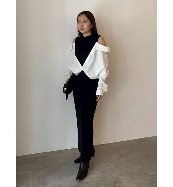 LAGUNAMOON「シャツドッキングリブニットワンピース」|ワンピース|