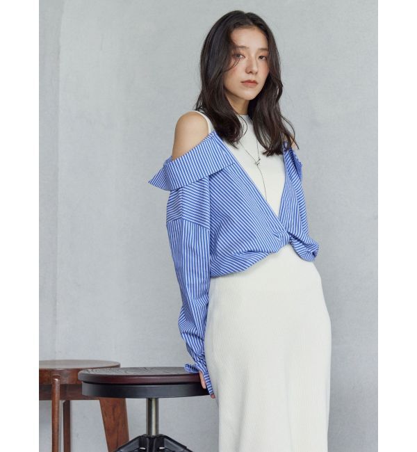 LAGUNAMOON「シャツドッキングリブニットワンピース」|ワンピース|