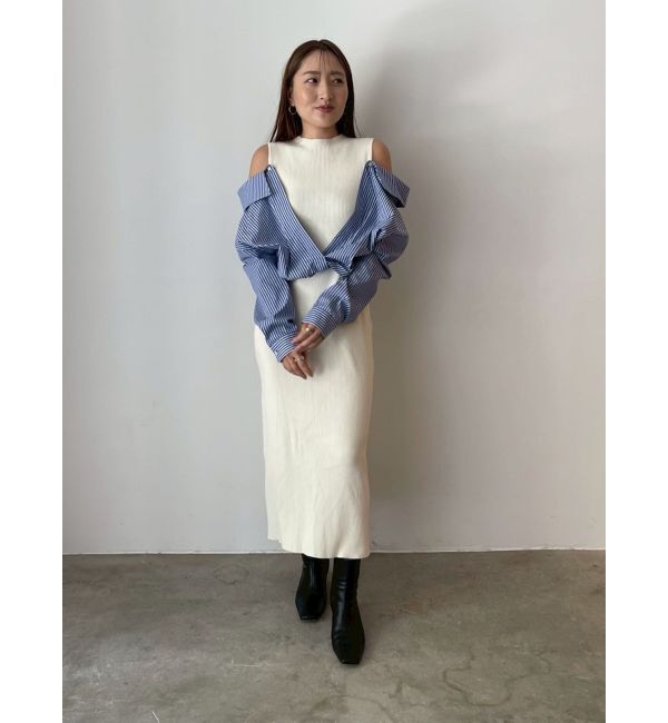 LAGUNAMOON「シャツドッキングリブニットワンピース」|ワンピース|