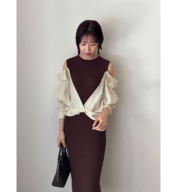 LAGUNAMOON「シャツドッキングリブニットワンピース」|ワンピース|