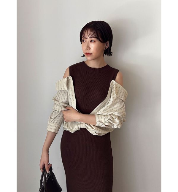 LAGUNAMOON「シャツドッキングリブニットワンピース」|ワンピース|