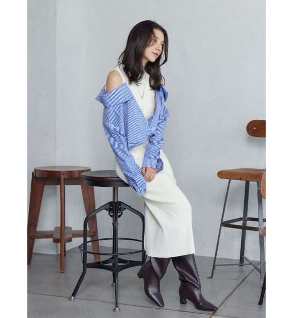 LAGUNAMOON「シャツドッキングリブニットワンピース」|ワンピース|