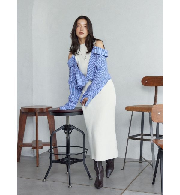 LAGUNAMOON「シャツドッキングリブニットワンピース」|ワンピース|