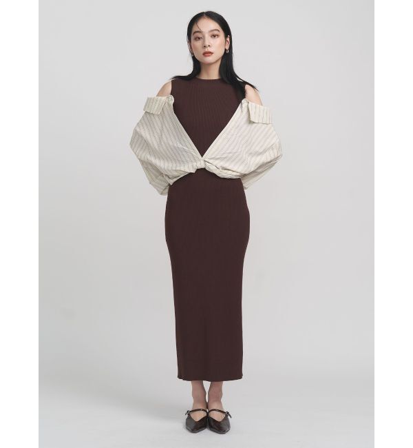 LAGUNAMOON「シャツドッキングリブニットワンピース」|ワンピース|