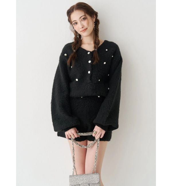 EVRIS「bijouシャギーニットロンパース」|オールインワン|